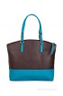 Caprese Nicci Brown-Turquoise P.U Large Satchel Handbag